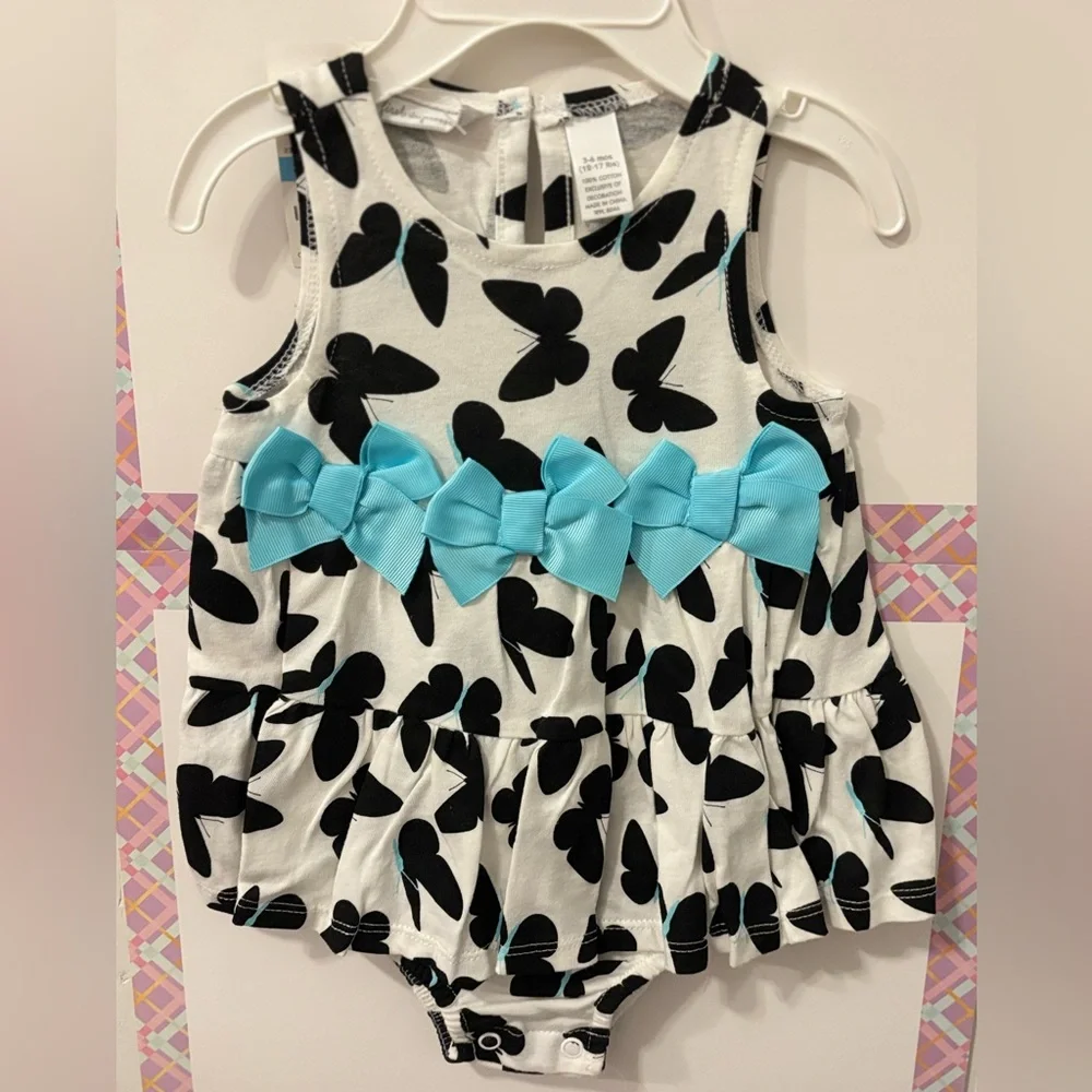 White and black butterflies Kids Romper
